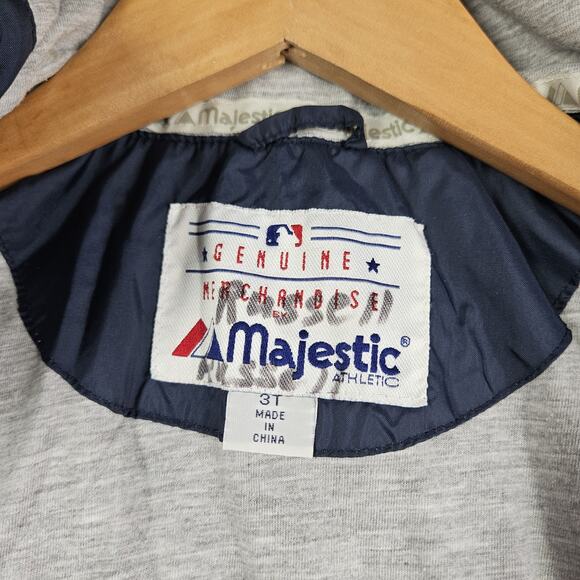 Majestic Boston Red Sox Jacket Toddler Size 3T Blue Red Logo Rain Jacket Hooded - Picture 9 of 16